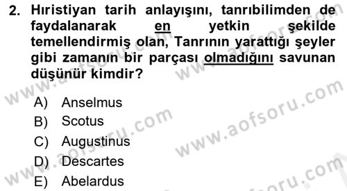 Tarih Felsefesi 1 Dersi 2018 - 2019 Yılı (Final) Dönem Sonu Sınav Soruları 2. Soru