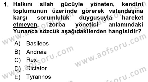 Tarih Felsefesi 1 Dersi 2018 - 2019 Yılı Yaz Okulu Sınav Soruları 1. Soru