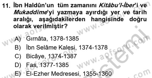 Tarih Felsefesi 1 Dersi 2018 - 2019 Yılı Yaz Okulu Sınav Soruları 11. Soru