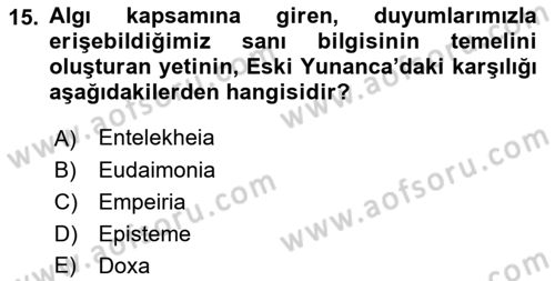 Tarih Felsefesi 1 Dersi 2018 - 2019 Yılı Yaz Okulu Sınav Soruları 15. Soru