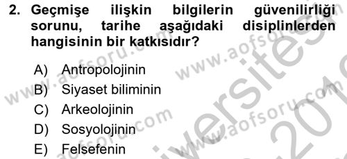 Tarih Felsefesi 1 Dersi 2018 - 2019 Yılı Yaz Okulu Sınav Soruları 2. Soru