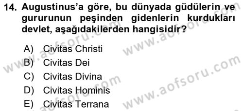 Tarih Felsefesi 1 Dersi 2021 - 2022 Yılı (Vize) Ara Sınav Soruları 14. Soru