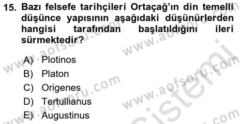 Tarih Felsefesi 1 Dersi 2021 - 2022 Yılı (Vize) Ara Sınav Soruları 15. Soru