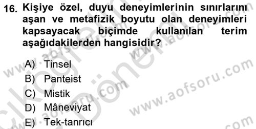Tarih Felsefesi 1 Dersi 2021 - 2022 Yılı (Vize) Ara Sınav Soruları 16. Soru