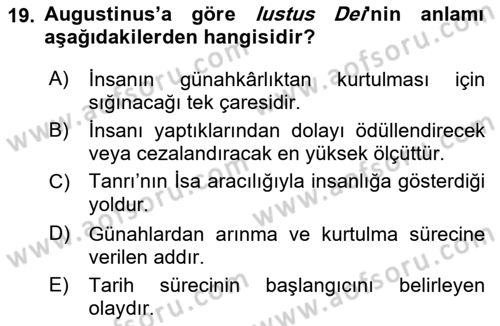 Tarih Felsefesi 1 Dersi 2021 - 2022 Yılı (Vize) Ara Sınav Soruları 19. Soru