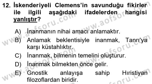 Tarih Felsefesi 1 Dersi 2021 - 2022 Yılı Yaz Okulu Sınav Soruları 12. Soru