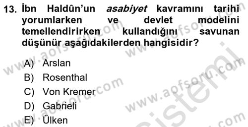 Tarih Felsefesi 1 Dersi 2021 - 2022 Yılı Yaz Okulu Sınav Soruları 13. Soru