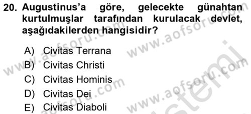 Tarih Felsefesi 1 Dersi 2021 - 2022 Yılı Yaz Okulu Sınav Soruları 20. Soru