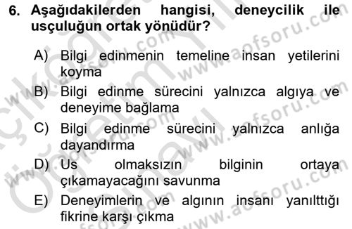 Tarih Felsefesi 1 Dersi 2021 - 2022 Yılı Yaz Okulu Sınav Soruları 6. Soru
