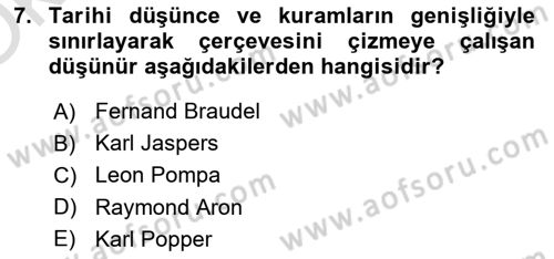 Tarih Felsefesi 1 Dersi 2021 - 2022 Yılı Yaz Okulu Sınav Soruları 7. Soru