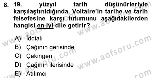 Tarih Felsefesi 1 Dersi 2021 - 2022 Yılı Yaz Okulu Sınav Soruları 8. Soru