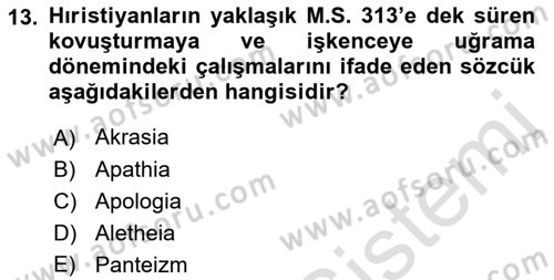 Tarih Felsefesi 1 Dersi 2022 - 2023 Yılı (Vize) Ara Sınavı 13. Soru