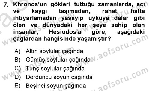 Tarih Felsefesi 1 Dersi 2022 - 2023 Yılı (Vize) Ara Sınav Soruları 7. Soru