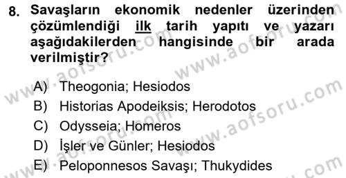 Tarih Felsefesi 1 Dersi 2022 - 2023 Yılı (Vize) Ara Sınav Soruları 8. Soru