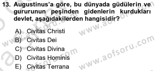 Tarih Felsefesi 1 Dersi 2024 - 2025 Yılı (Vize) Ara Sınav Soruları 13. Soru