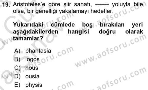 Tarih Felsefesi 1 Dersi 2024 - 2025 Yılı (Vize) Ara Sınav Soruları 19. Soru