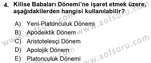 Tarih Felsefesi 1 Dersi 2024 - 2025 Yılı (Vize) Ara Sınav Soruları 4. Soru