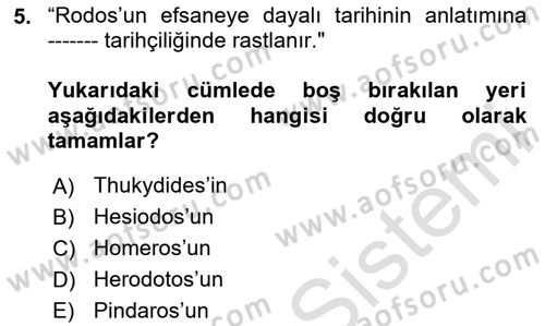 Tarih Felsefesi 1 Dersi 2024 - 2025 Yılı (Vize) Ara Sınav Soruları 5. Soru