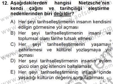 Tarih Felsefesi 2 Dersi 2012 - 2013 Yılı (Final) Dönem Sonu Sınav Soruları 12. Soru