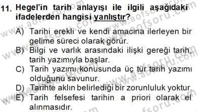 Tarih Felsefesi 2 Dersi 2014 - 2015 Yılı (Vize) Ara Sınav Soruları 11. Soru