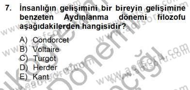 Tarih Felsefesi 2 Dersi 2014 - 2015 Yılı (Vize) Ara Sınav Soruları 7. Soru