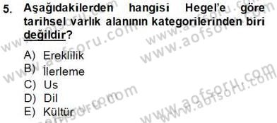 Tarih Felsefesi 2 Dersi 2014 - 2015 Yılı (Final) Dönem Sonu Sınav Soruları 5. Soru