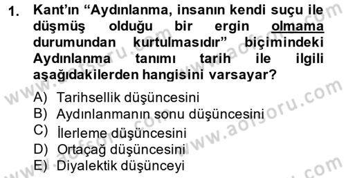 Tarih Felsefesi 2 Dersi 2014 - 2015 Yılı Tek Ders Sınav Soruları 1. Soru