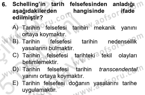 Tarih Felsefesi 2 Dersi 2014 - 2015 Yılı Tek Ders Sınav Soruları 6. Soru