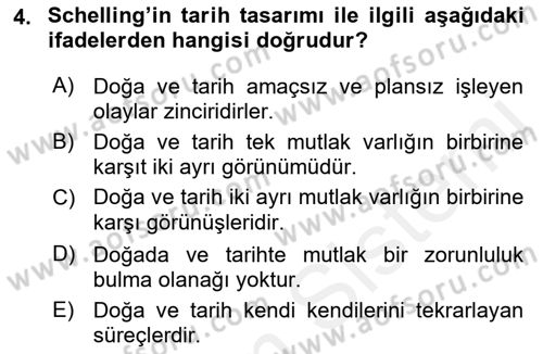 Tarih Felsefesi 2 Dersi 2015 - 2016 Yılı (Vize) Ara Sınav Soruları 4. Soru