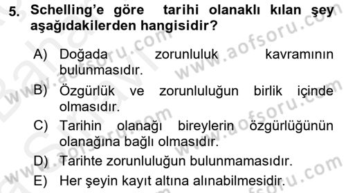 Tarih Felsefesi 2 Dersi 2015 - 2016 Yılı (Vize) Ara Sınav Soruları 5. Soru