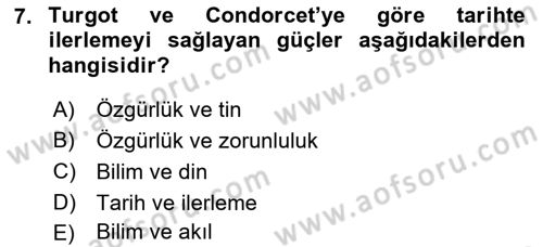 Tarih Felsefesi 2 Dersi 2015 - 2016 Yılı (Vize) Ara Sınav Soruları 7. Soru