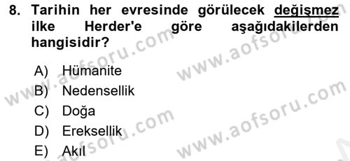 Tarih Felsefesi 2 Dersi 2015 - 2016 Yılı (Vize) Ara Sınav Soruları 8. Soru