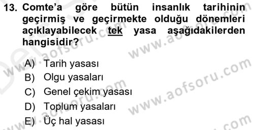 Tarih Felsefesi 2 Dersi 2015 - 2016 Yılı Tek Ders Sınav Soruları 13. Soru