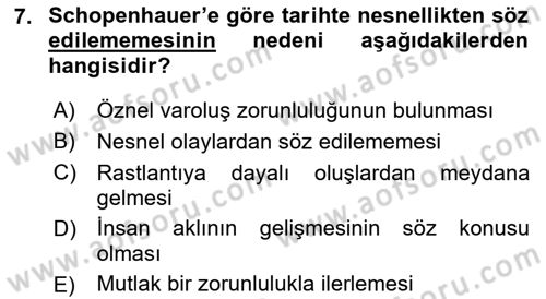 Tarih Felsefesi 2 Dersi 2015 - 2016 Yılı Tek Ders Sınav Soruları 7. Soru
