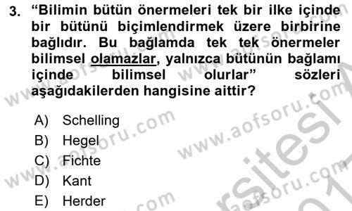 Tarih Felsefesi 2 Dersi 2016 - 2017 Yılı 3 Ders Sınav Soruları 3. Soru