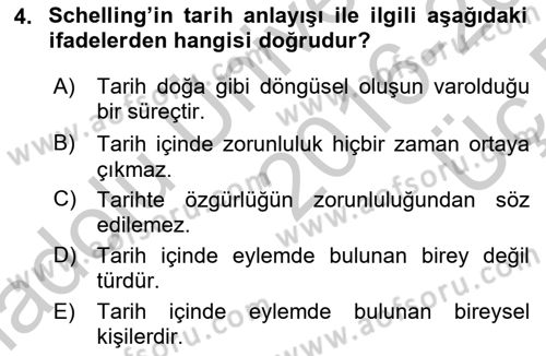 Tarih Felsefesi 2 Dersi 2016 - 2017 Yılı 3 Ders Sınav Soruları 4. Soru