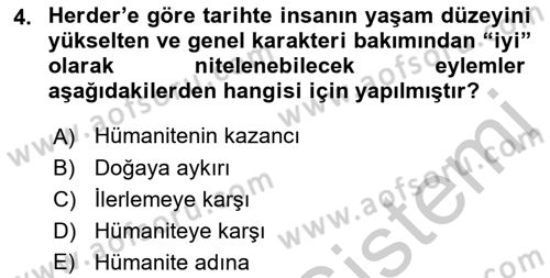 Tarih Felsefesi 2 Dersi 2016 - 2017 Yılı (Vize) Ara Sınav Soruları 4. Soru