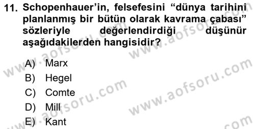 Tarih Felsefesi 2 Dersi 2016 - 2017 Yılı (Final) Dönem Sonu Sınav Soruları 11. Soru