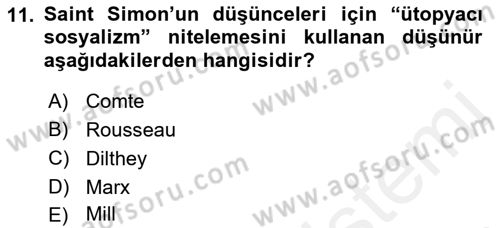 Tarih Felsefesi 2 Dersi 2017 - 2018 Yılı 3 Ders Sınav Soruları 11. Soru