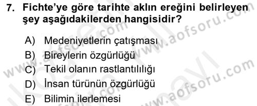 Tarih Felsefesi 2 Dersi 2017 - 2018 Yılı (Vize) Ara Sınavı 7. Soru