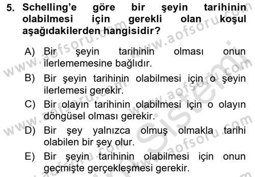 Tarih Felsefesi 2 Dersi 2018 - 2019 Yılı 3 Ders Sınav Soruları 5. Soru