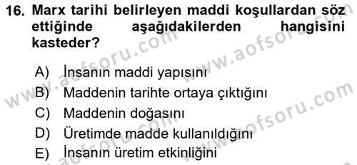 Tarih Felsefesi 2 Dersi 2018 - 2019 Yılı (Vize) Ara Sınav Soruları 16. Soru