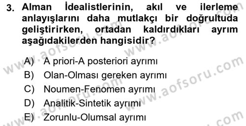 Tarih Felsefesi 2 Dersi 2018 - 2019 Yılı (Vize) Ara Sınav Soruları 3. Soru