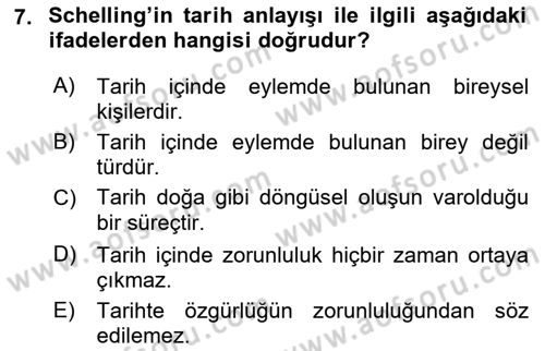 Tarih Felsefesi 2 Dersi 2018 - 2019 Yılı (Vize) Ara Sınav Soruları 7. Soru