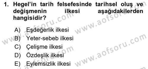 Tarih Felsefesi 2 Dersi 2020 - 2021 Yılı Yaz Okulu Sınav Soruları 1. Soru