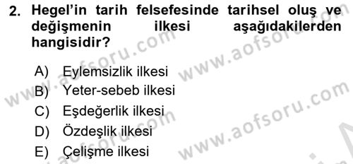 Tarih Felsefesi 2 Dersi 2021 - 2022 Yılı (Vize) Ara Sınav Soruları 2. Soru