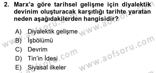 Tarih Felsefesi 2 Dersi 2021 - 2022 Yılı Yaz Okulu Sınav Soruları 2. Soru
