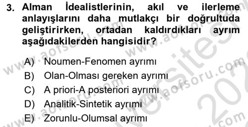 Tarih Felsefesi 2 Dersi 2021 - 2022 Yılı Yaz Okulu Sınav Soruları 3. Soru