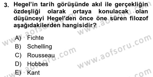 Tarih Felsefesi 2 Dersi 2023 - 2024 Yılı (Vize) Ara Sınav Soruları 3. Soru