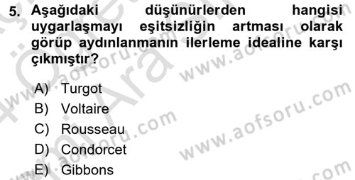 Tarih Felsefesi 2 Dersi 2023 - 2024 Yılı (Vize) Ara Sınav Soruları 5. Soru